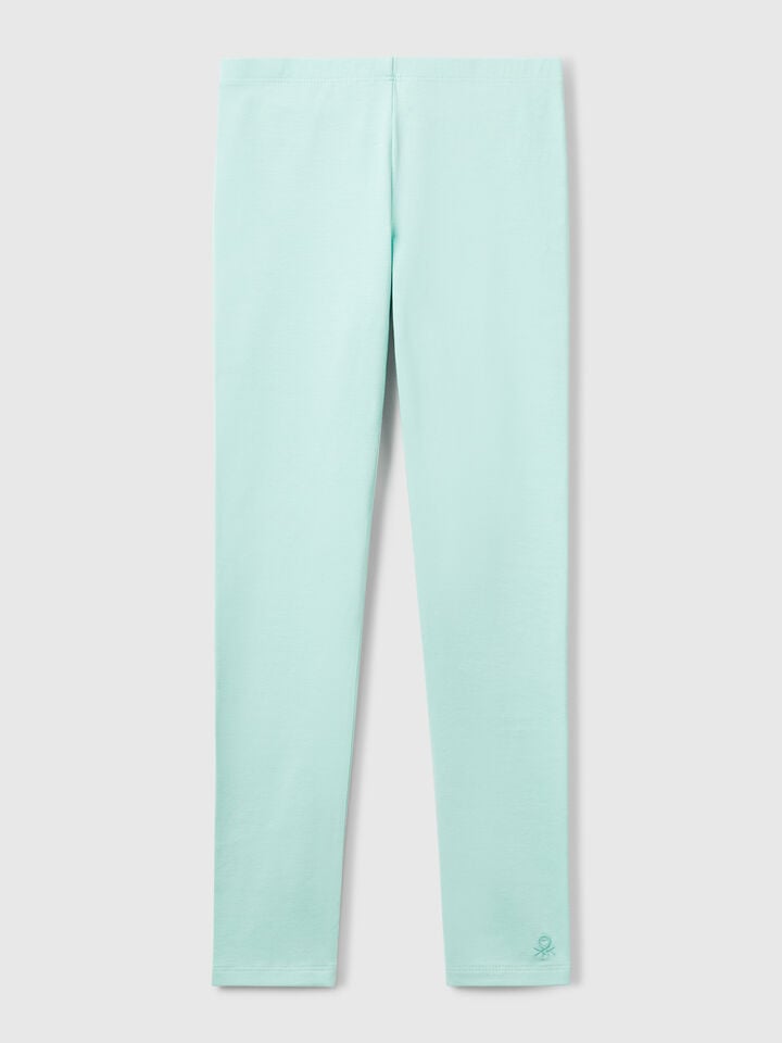 benetton Leggings in stretch cotton with logo Aqua