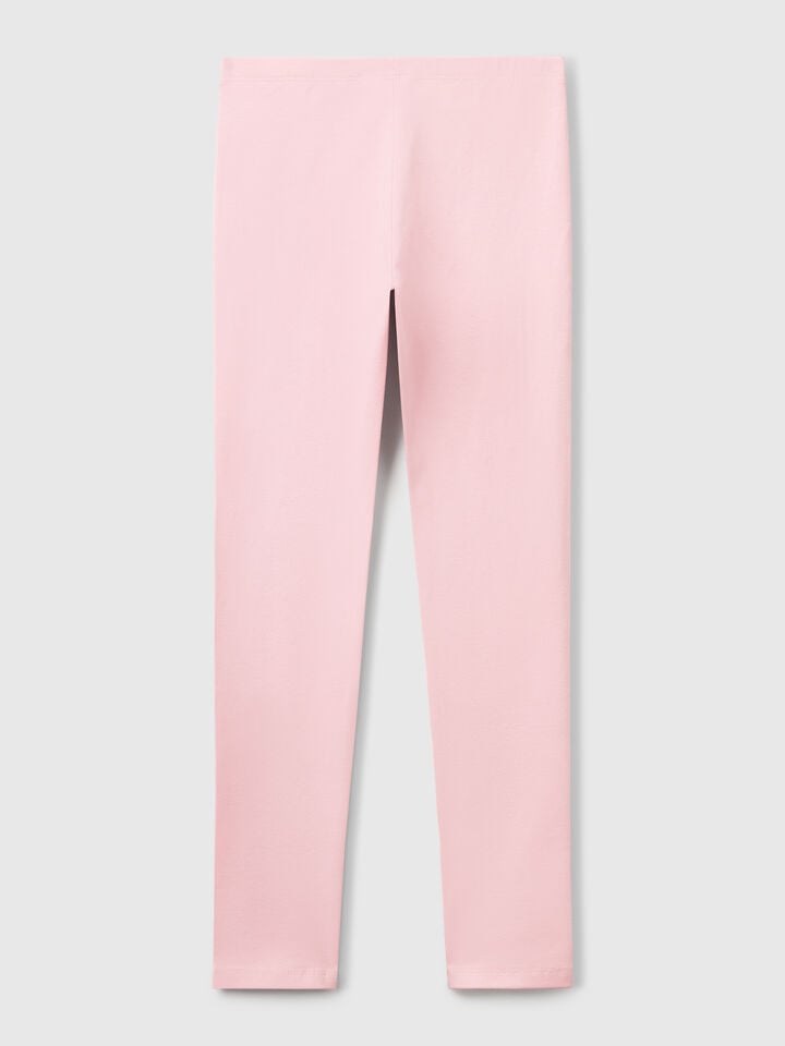 Benetton Leggings In Stretch Cotton With Logo Pink