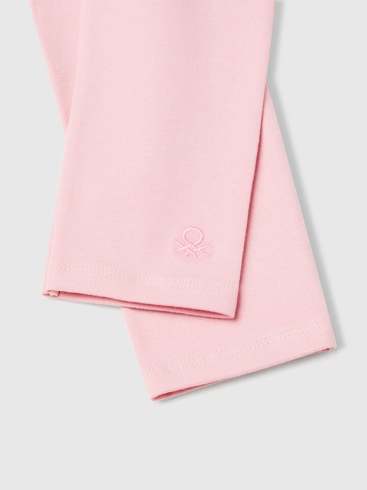 Benetton Leggings In Stretch Cotton With Logo Pink