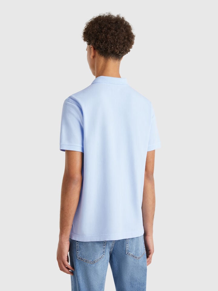 Benetton Light Blue Regular Fit Polo Sky Blue