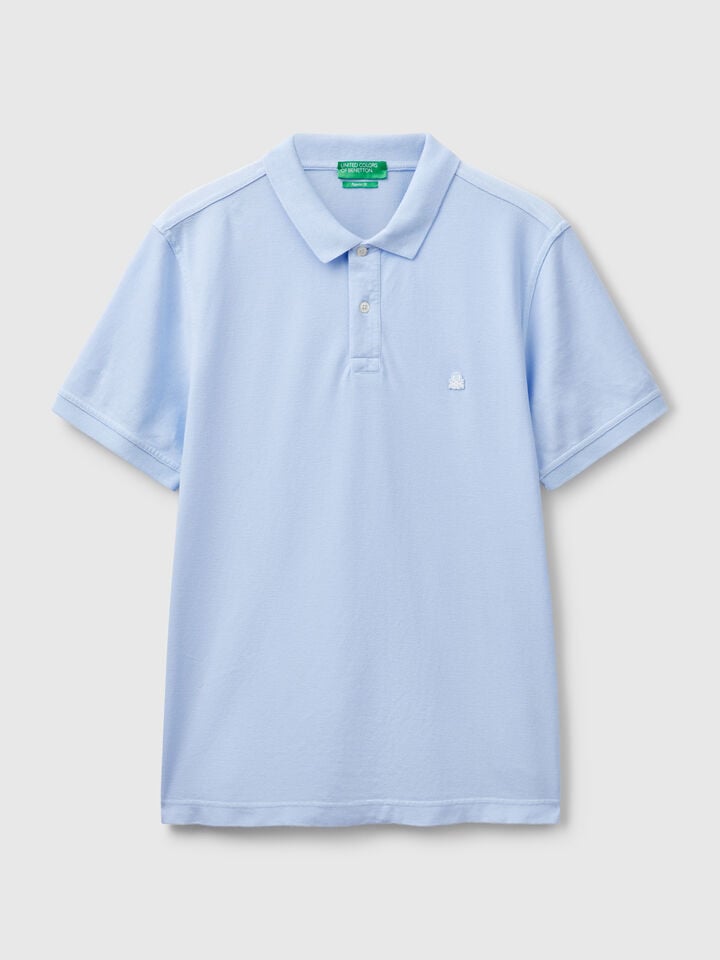 Benetton Light Blue Regular Fit Polo Sky Blue