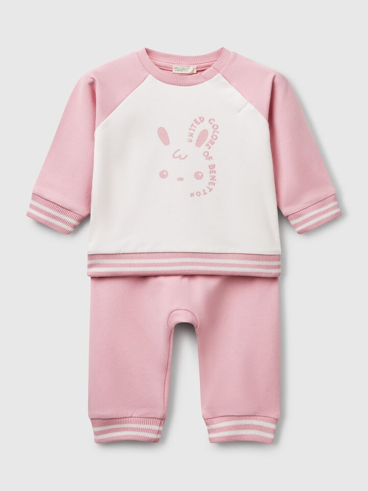 benetton Lightweight fleece outfit Pink