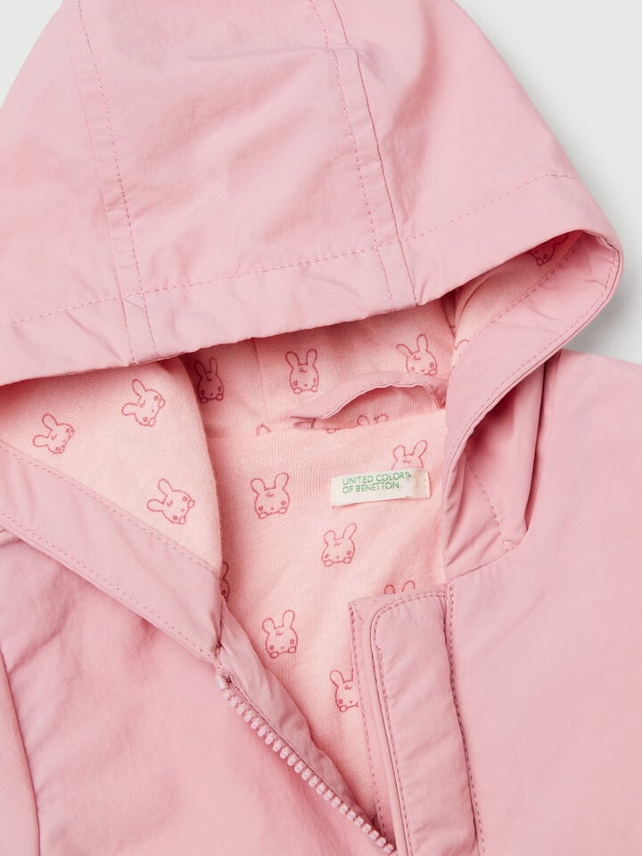 Benetton Lightweight Jacket With Hood Pink