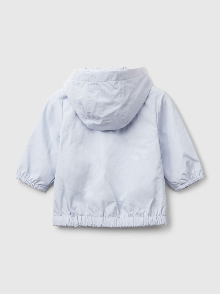 Benetton Lightweight Jacket With Hood Sky Blue