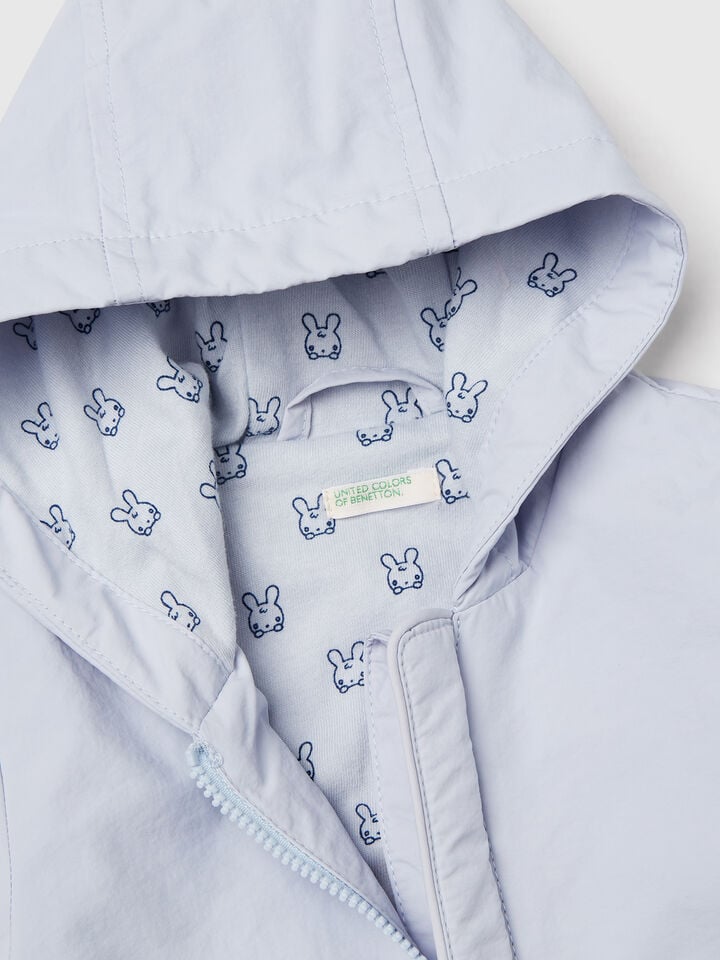 Benetton Lightweight Jacket With Hood Sky Blue