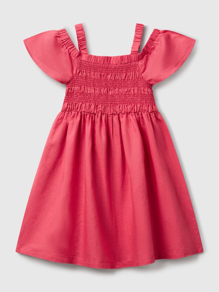 Benetton Linen Blend Dress Cyclamen