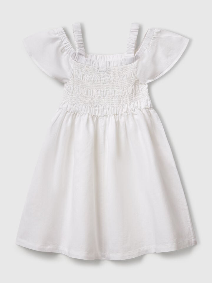 Benetton Linen Blend Dress White