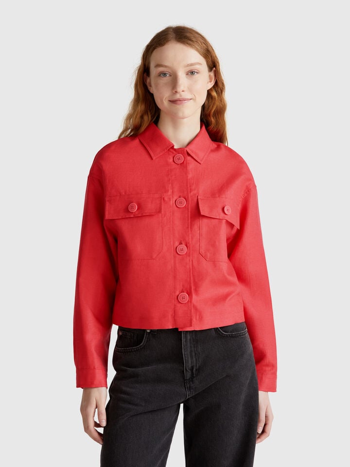 benetton Linen blend jacket Brick Red