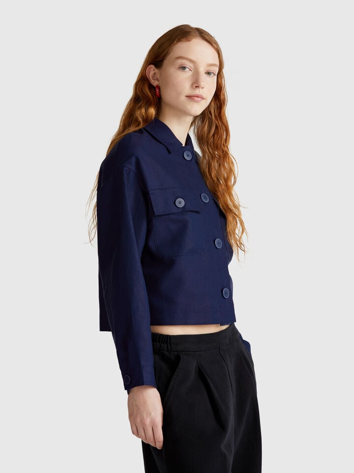 benetton Linen blend jacket Dark Blue