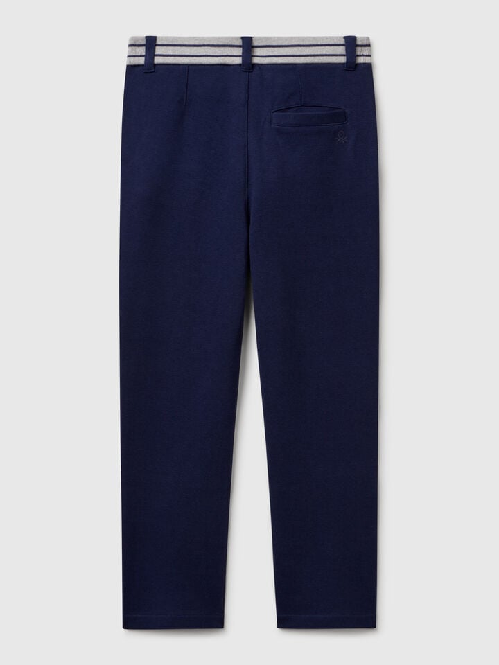 Benetton Long Cotton Trousers Dark Blue