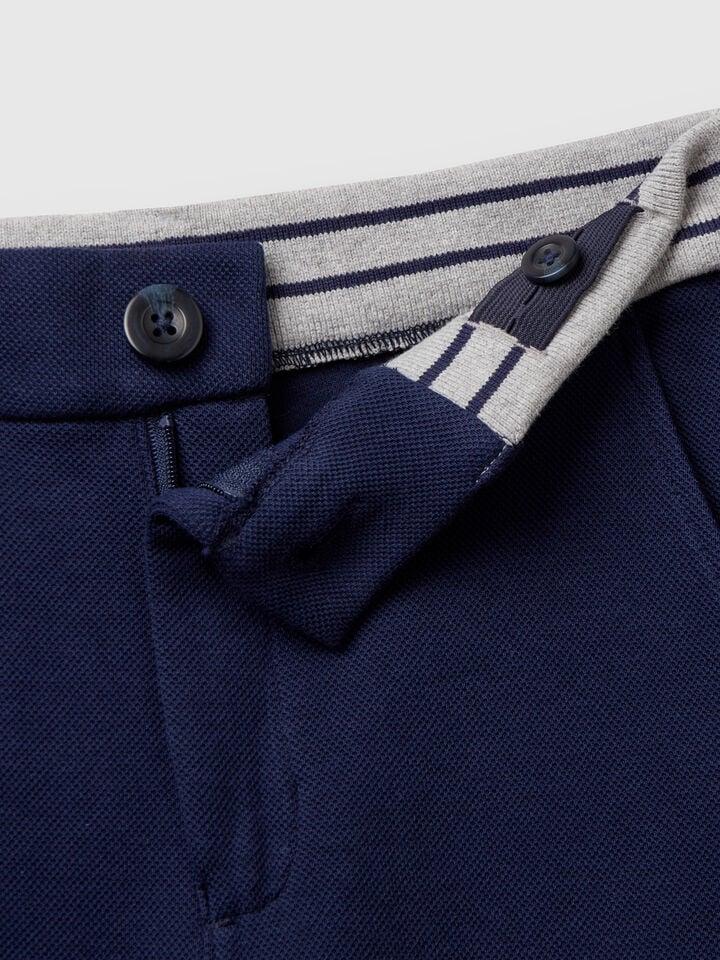 Benetton Long Cotton Trousers Dark Blue