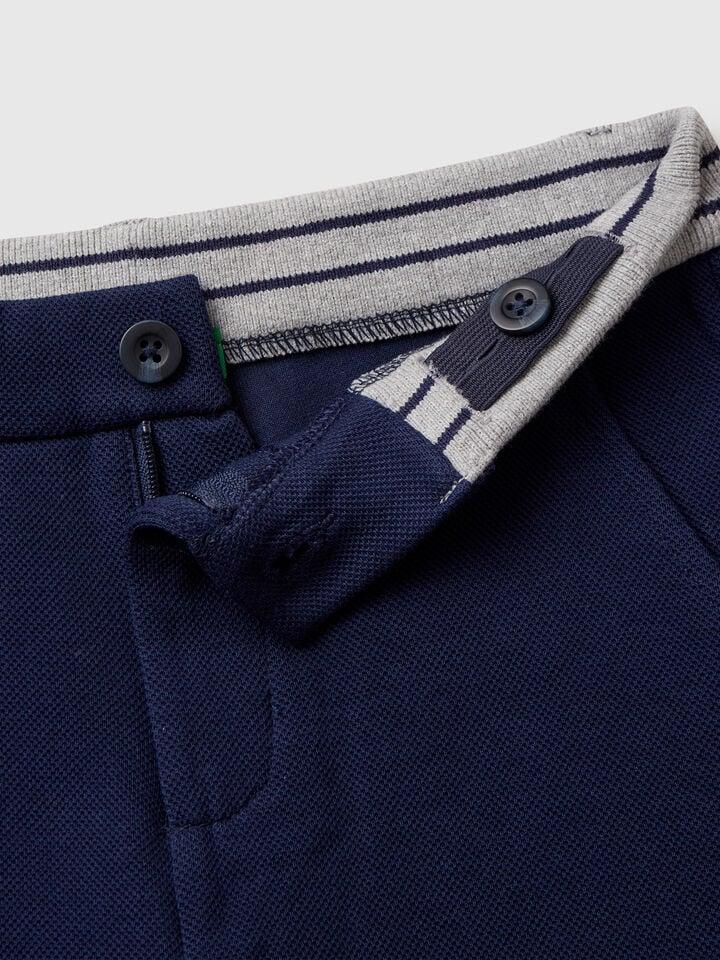 Benetton Long Cotton Trousers Dark Blue