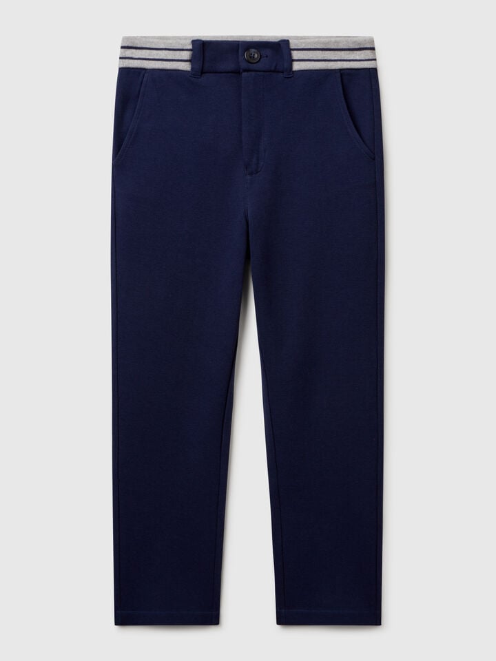 benetton Long cotton trousers Dark Blue