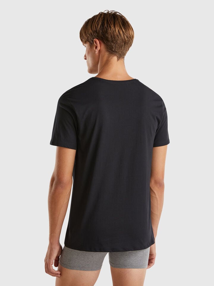 Benetton Long Fiber Cotton T-shirt Black
