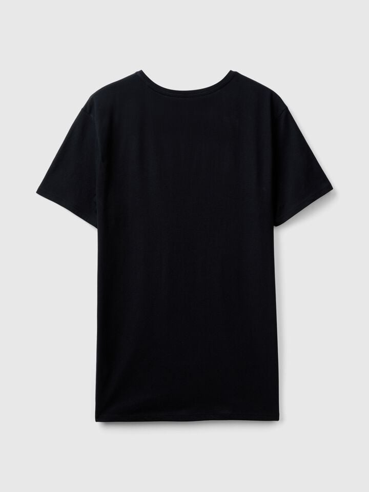Benetton Long Fiber Cotton T-shirt Black