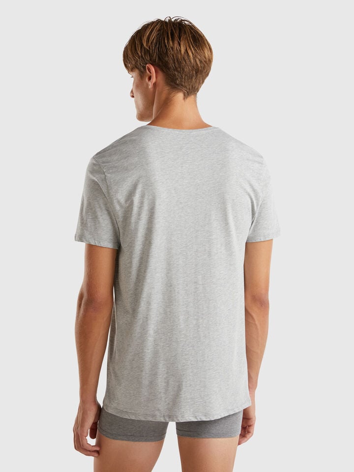 Benetton Long Fiber Cotton T-shirt Light Gray