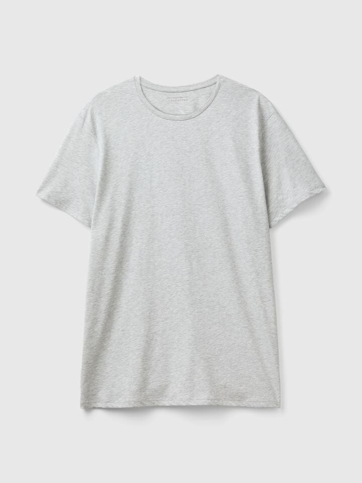 Benetton Long Fiber Cotton T-shirt Light Gray