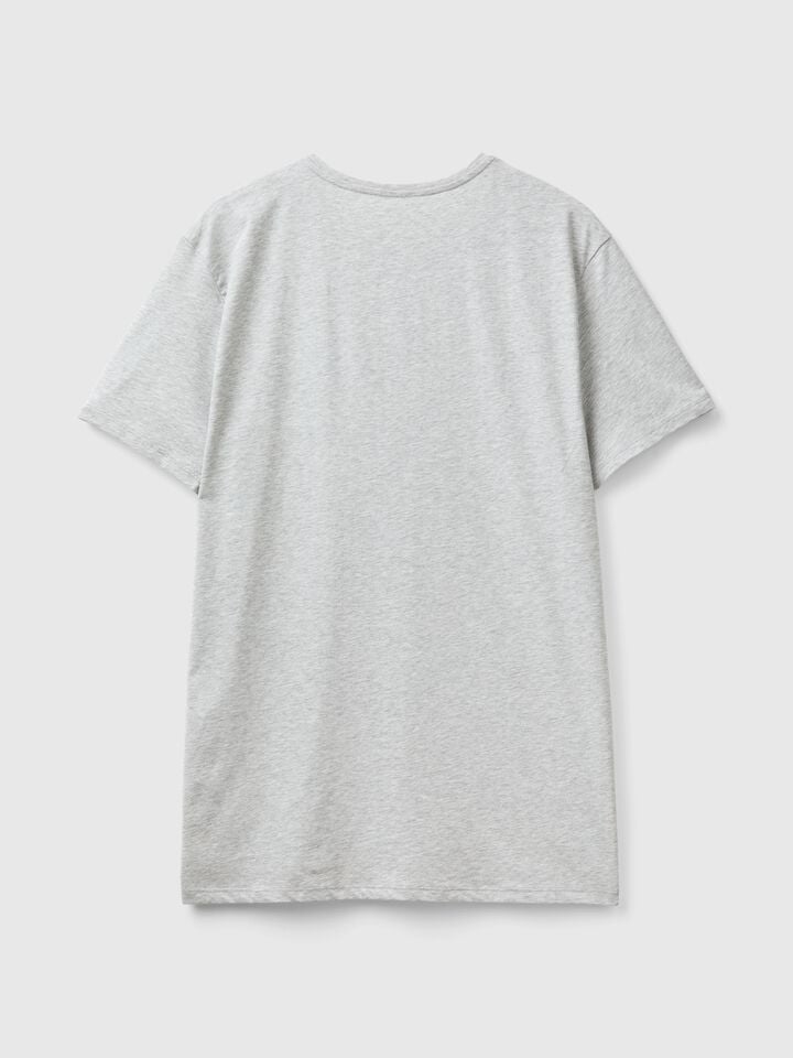 Benetton Long Fiber Cotton T-shirt Light Gray