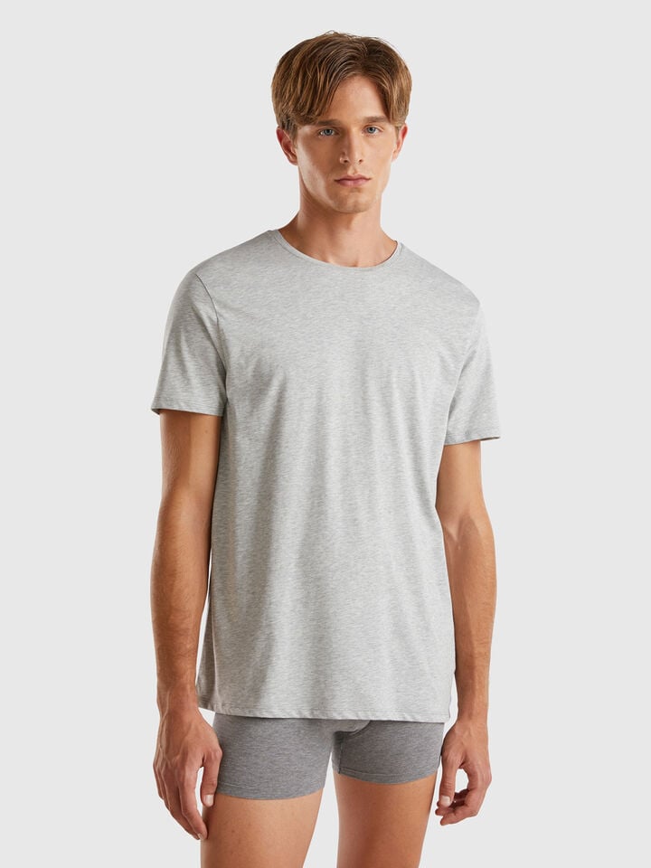 benetton Long fiber cotton t-shirt Light Gray
