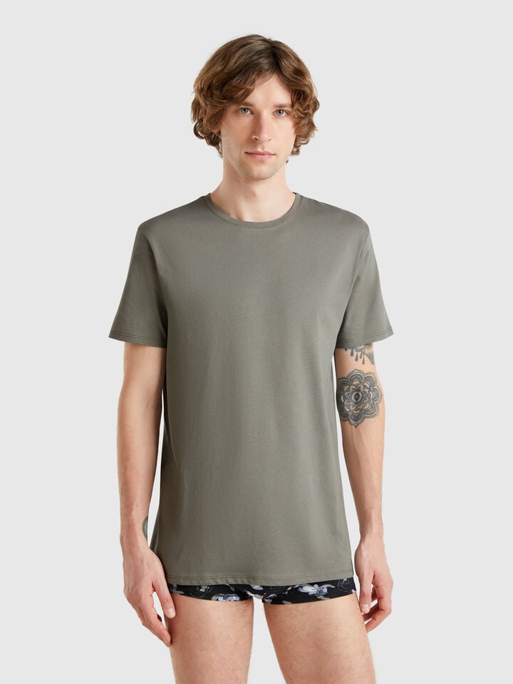 benetton Long fiber cotton t-shirt Light Green