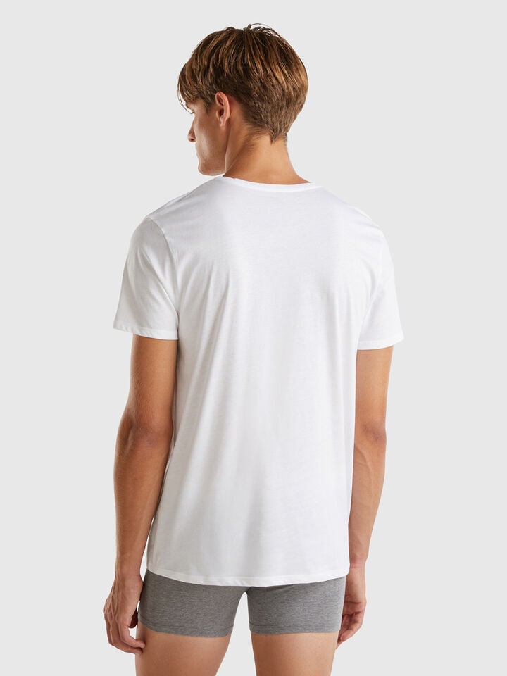 Benetton Long Fiber Cotton T-shirt White
