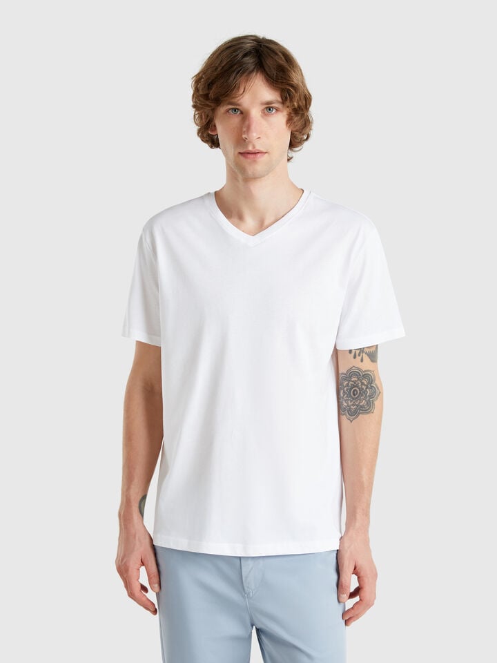 benetton Long fiber cotton t-shirt White