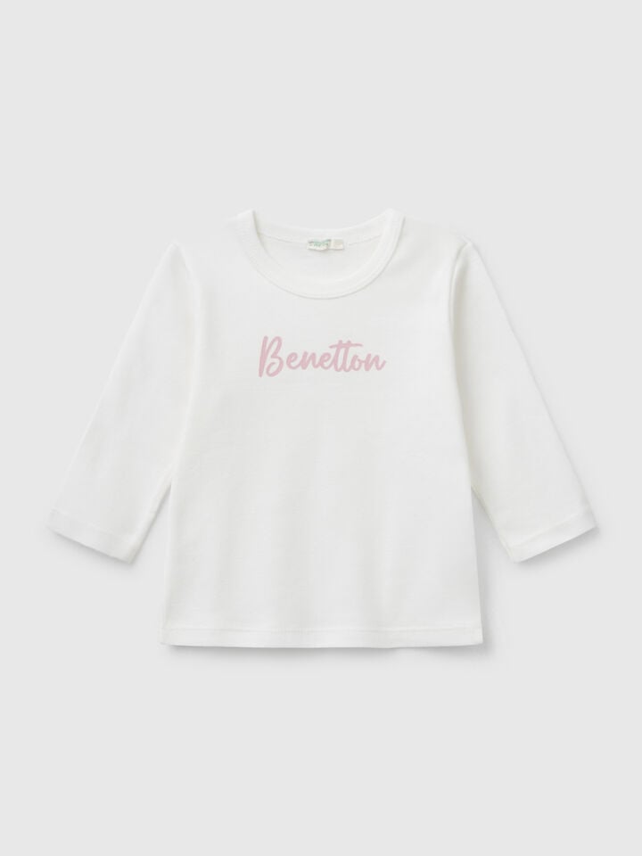 benetton Long sleeve cotton t-shirt Creamy White