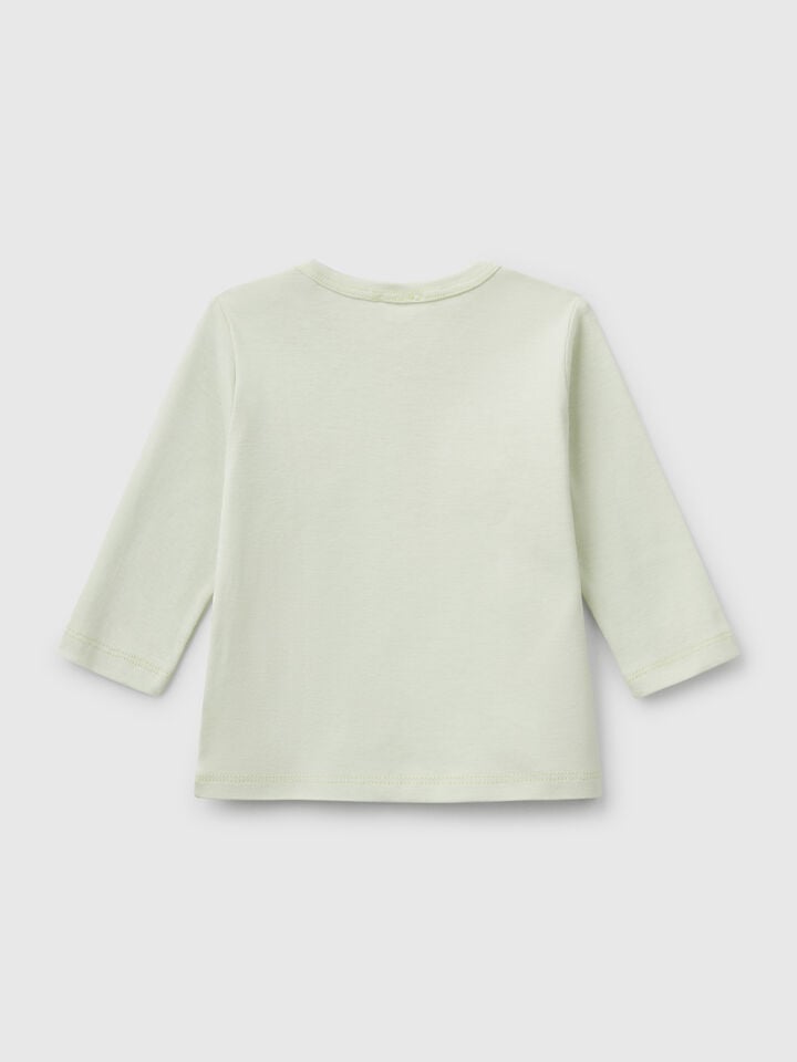 Benetton Long Sleeve Cotton T-shirt Light Green