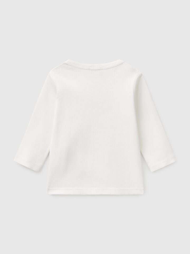 Benetton Long Sleeve Cotton T-shirt White