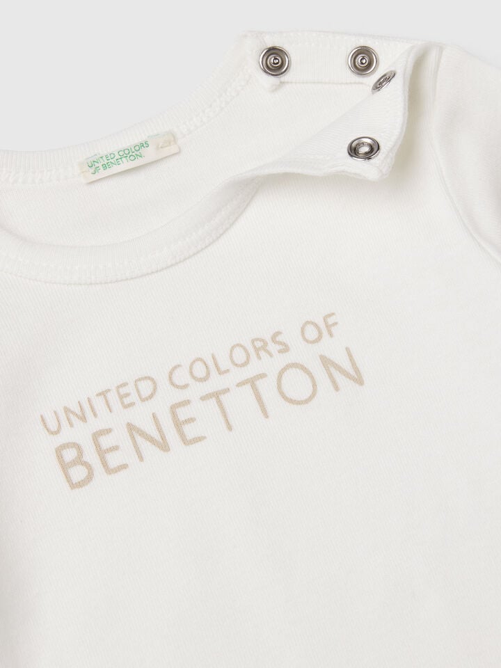 Benetton Long Sleeve Cotton T-shirt White