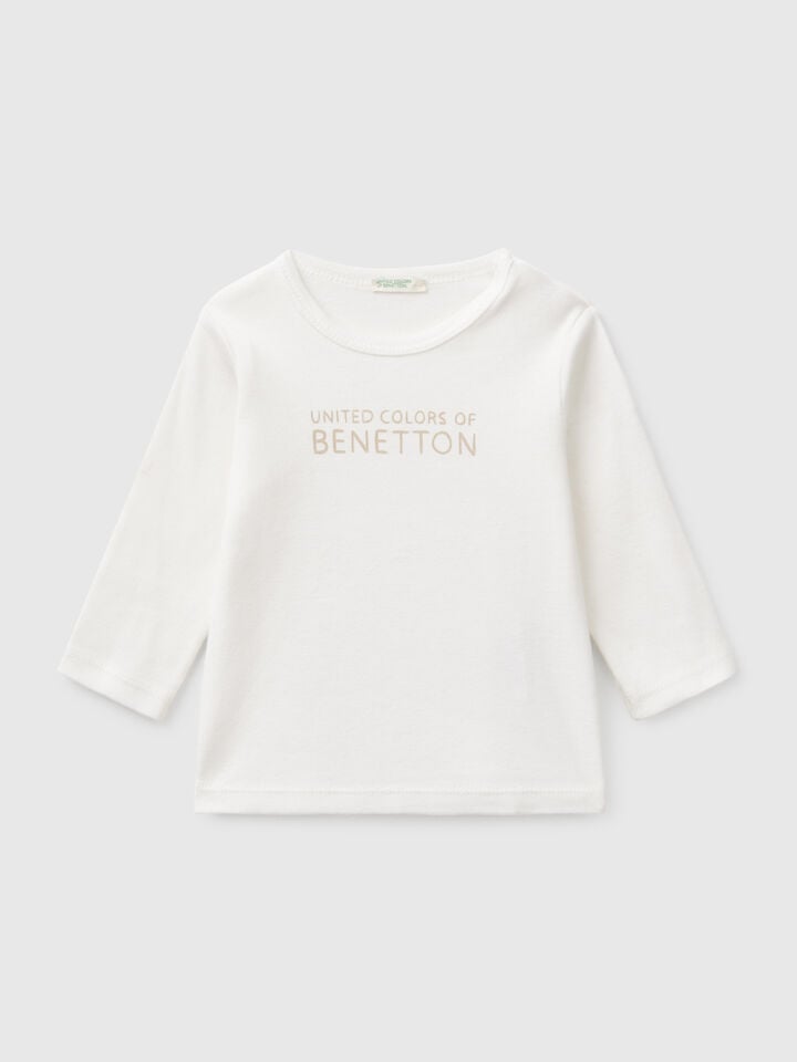 Benetton Long Sleeve Cotton T-shirt White