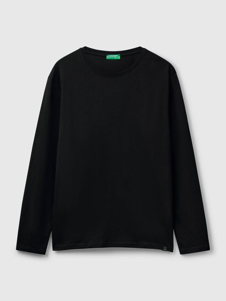 Benetton Long Sleeve Pure Cotton T-shirt Black