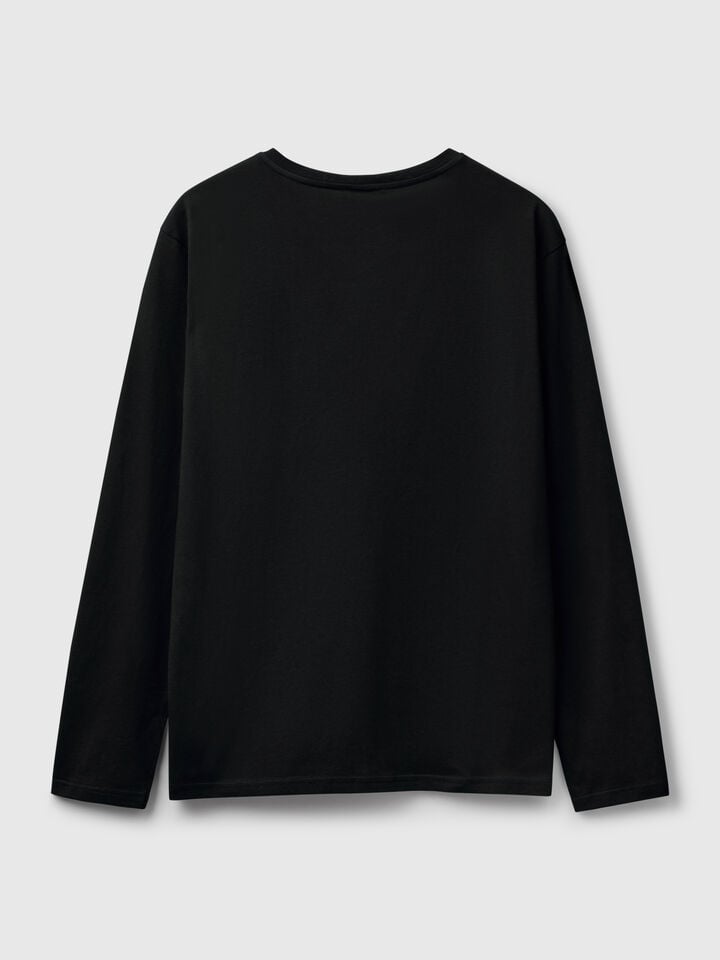 Benetton Long Sleeve Pure Cotton T-shirt Black
