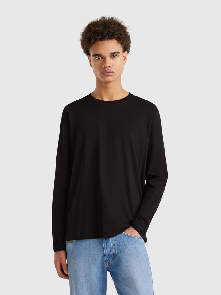 benetton Long sleeve pure cotton t-shirt Black