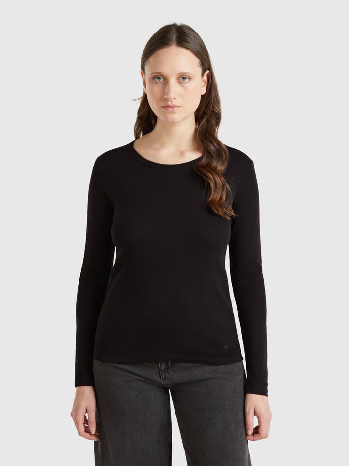 benetton Long sleeve pure cotton t-shirt Black