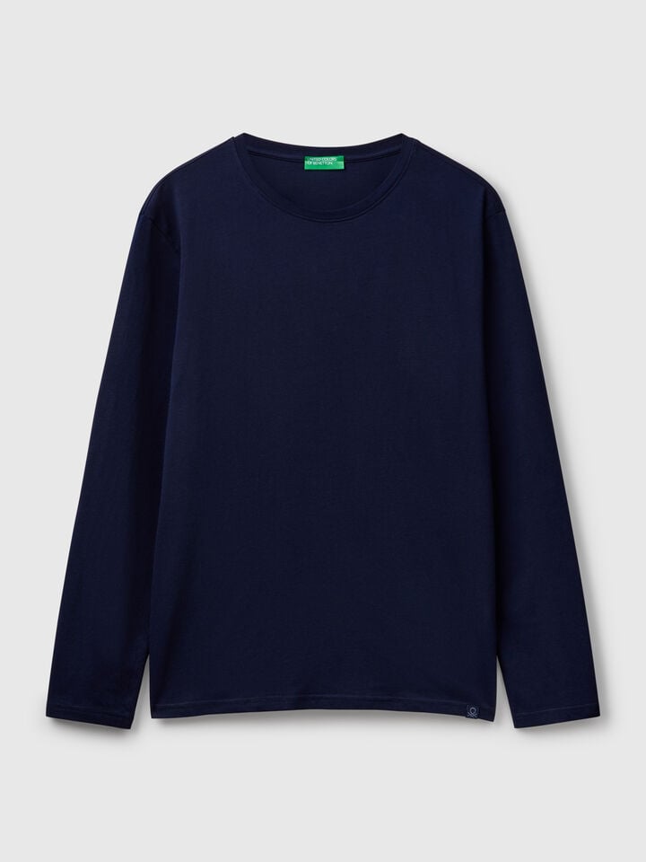 Benetton Long Sleeve Pure Cotton T-shirt Dark Blue