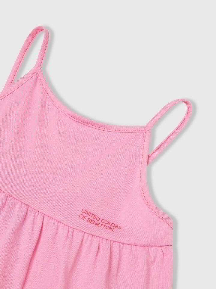 Benetton Loose Dress With Flounce Pink