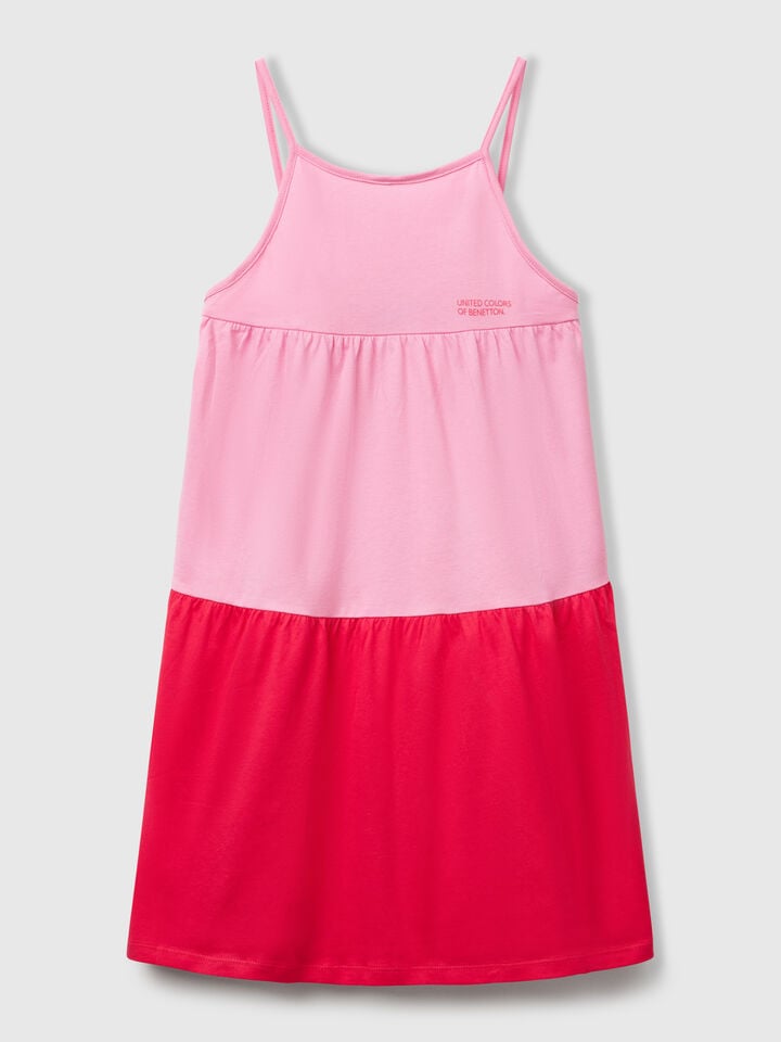 benetton Loose dress with flounce Pink