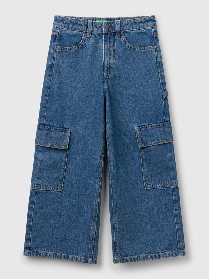 benetton Loose fit cargo jeans Blue