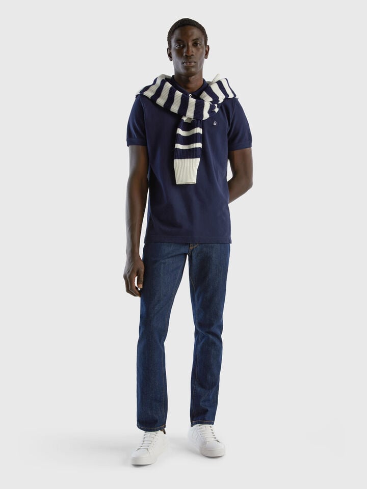 Benetton Midnight Blue Regular Fit Polo Dark Blue
