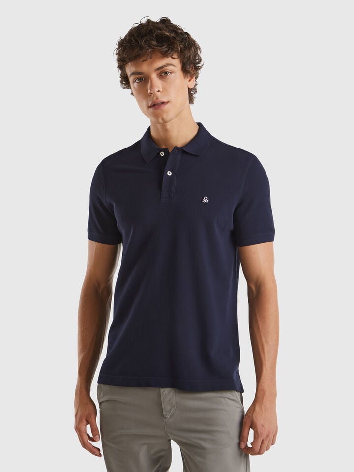 benetton Midnight blue regular fit polo Dark Blue