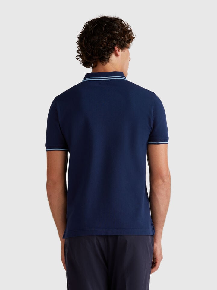 Benetton Midnight Blue Slim Fit Polo Dark Blue