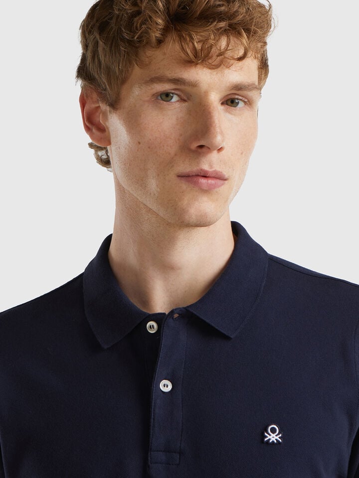 Benetton Midnight Blue Slim Fit Polo Dark Blue