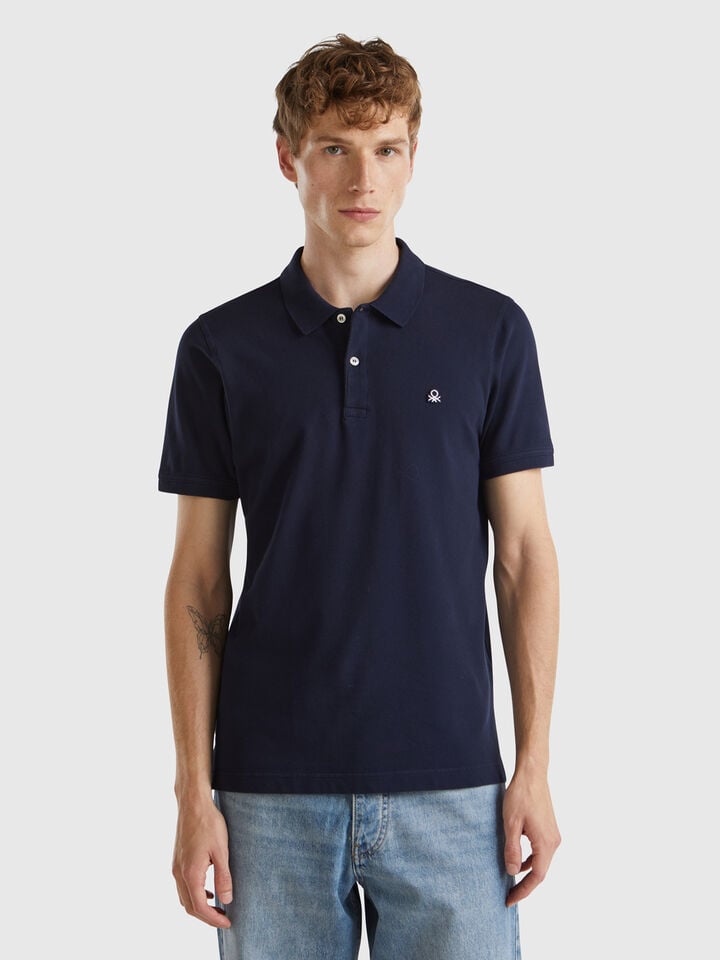 benetton Midnight blue slim fit polo Dark Blue