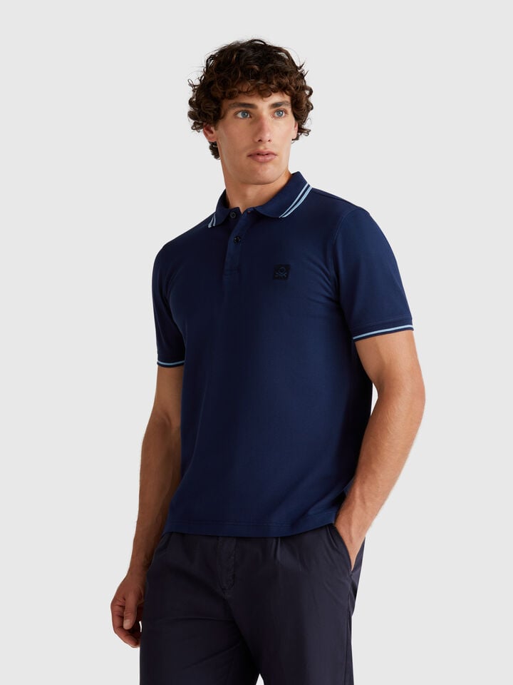 benetton Midnight blue slim fit polo Dark Blue