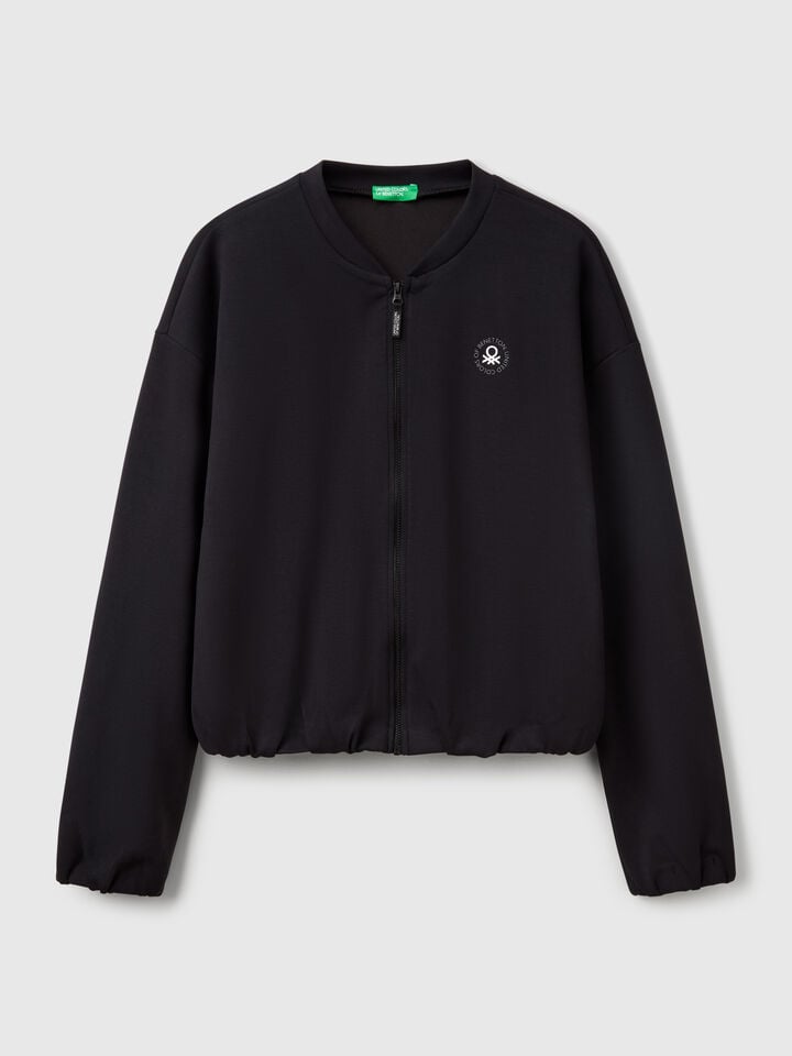 Benetton MODAL Zip-up Sweatshirt Black