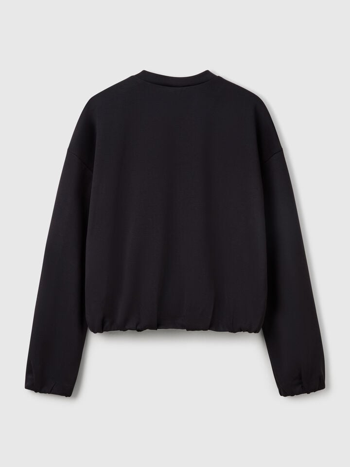 Benetton MODAL Zip-up Sweatshirt Black