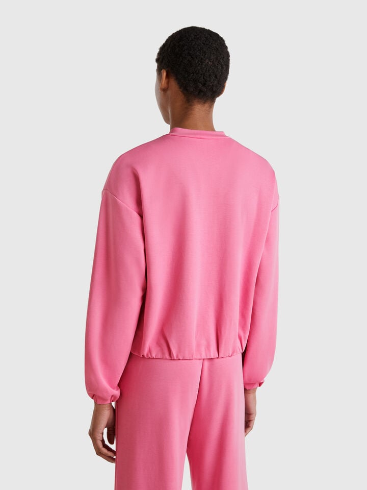 Benetton MODAL Zip-up Sweatshirt Pink