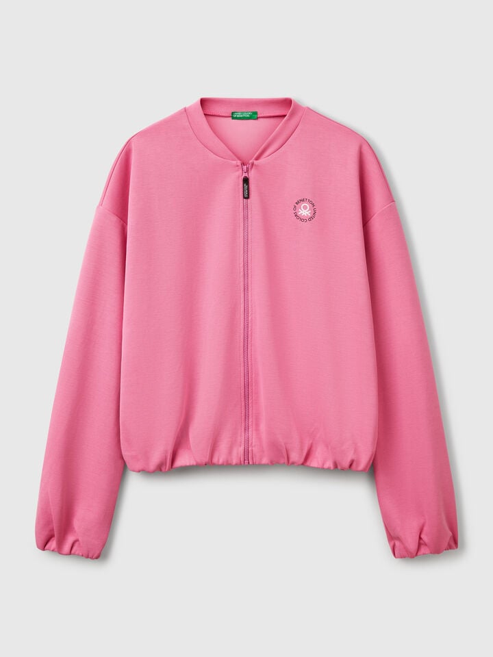 Benetton MODAL Zip-up Sweatshirt Pink