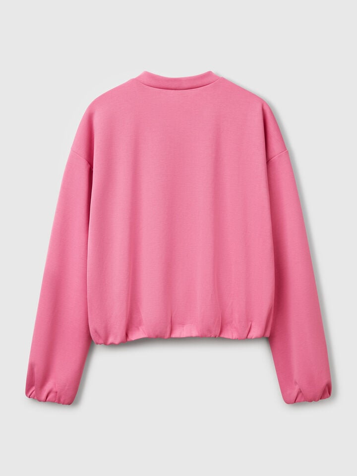 Benetton MODAL Zip-up Sweatshirt Pink